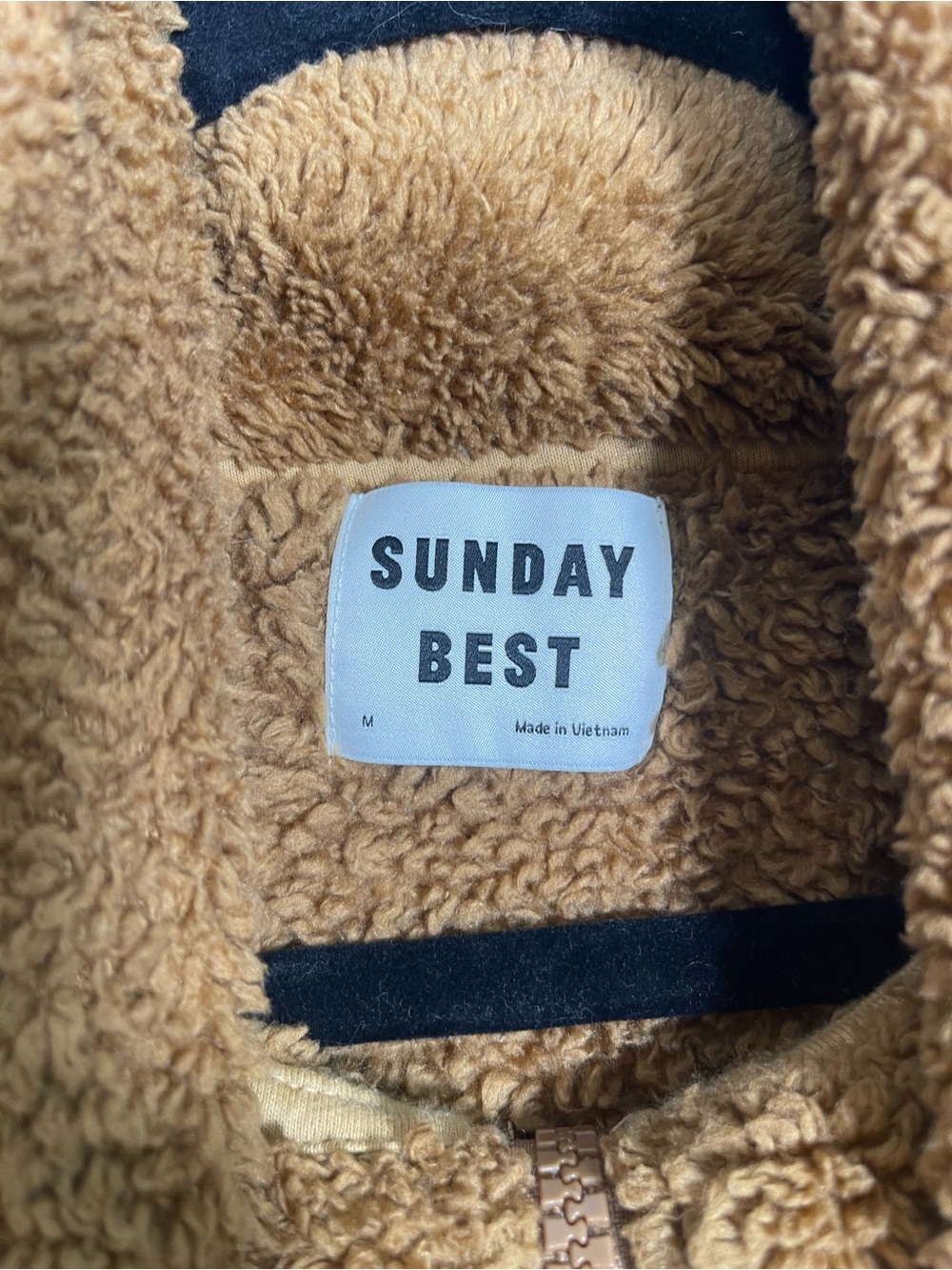 Sunday Best Aritzia Womens Medium Camel Brown Teddy Full Zip Fuzzy Fleece Jacket - Picture 9 of 11